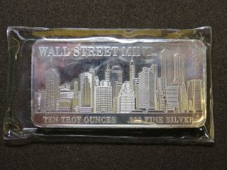 10 Oz Silver Bar Wall Street Discontinued Twin Towers Fine Silver.  999 photo