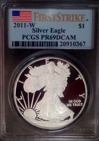 2011 - W First Strike - Us Silver Eagle Proof 1$ Pcgs Pr69 Dcam photo