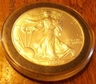 1999 U.  S Eagle Proof $1 One Dollar 1oz Fine Silver Coin W/ Case Barely Touched photo