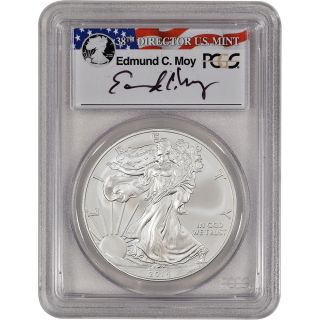 2014 American Silver Eagle - Pcgs Ms70 - Signed Edmund C.  Moy - Director photo