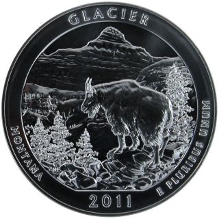 2011 Glacier National Park 5 Oz Silver Gem Bu Us Packaging W/coa photo