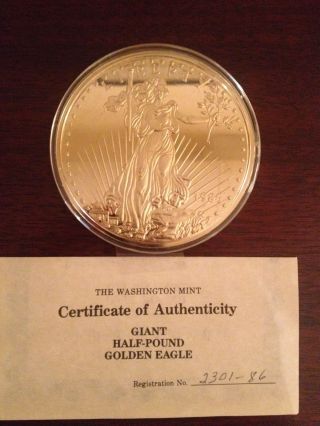 Five Half Pound Golden Eagles Silver 8 Ozt.  999 American Eagle W/ 1986 - 1990 photo