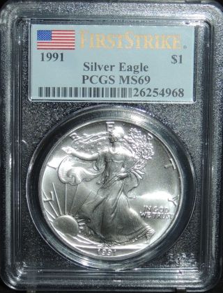 1991 Silver Eagle Pcgs Ms69 First Strike photo