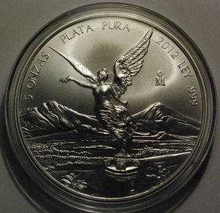 2012 5 Oz Silver Mexican Libertad Coin (brilliant Uncirculated) photo