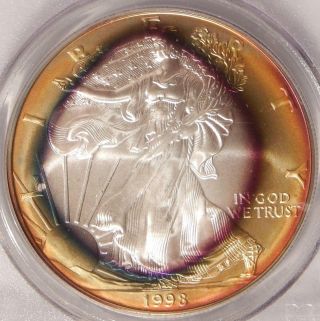 1998 $1 Pcgs Ms - 67 Monster Toned Silver Eagle photo