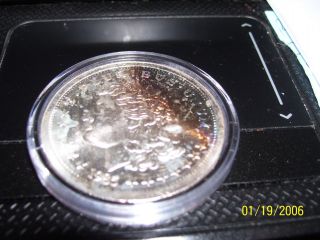1985 Silver Bullion Coin Rainbow Toned One Troy Ounce Silver Trade Unit photo