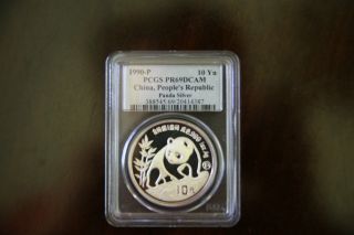 1990 - P 10yn Panda Pr69dcam Silver Coin - Rare - Hard To Find photo