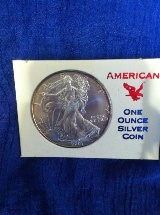 2001 Silver American Eagle One Dollar 1 Troy Ounce.  999 Silver Coin photo