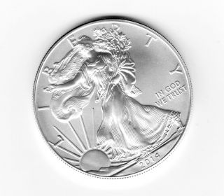 2014 - W (burnished) Silver American Eagle (w/box &) photo