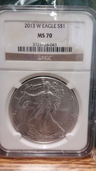 2013 Silver Eagle Dollar Ngc Graded Ms 70 And Boxes photo