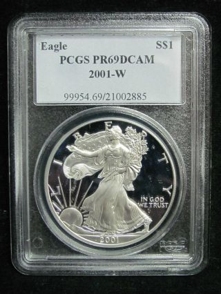 2001 - W Pcgs Proof 69 Dcam Silver Eagle photo
