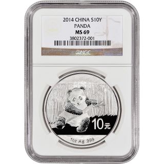 2014 China Silver Panda (1 Oz) - Ngc Ms69 photo