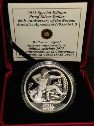 2013 Canada,  60th Anniversary Of Korean Atmistice Agreement Proof Bu Silver Coin photo