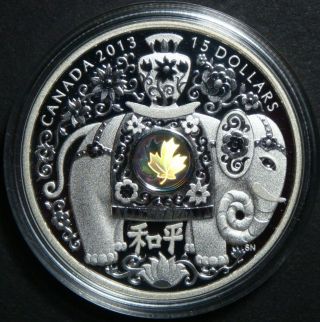2013 Canada $15 Maple Of Peace Hologram Proof Fine 0.  9999 Bullion Silver Coin photo