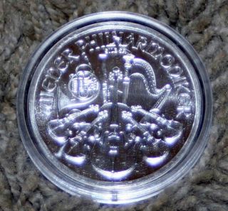 2014 Silver Austrian Philharmonic 1 Oz Coin 1.  5 Euro Coin.  999 Pure photo