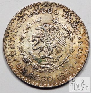 1958 Circulated Mexico Un 1 Peso 10% Silver.  0514 Asw 10 photo