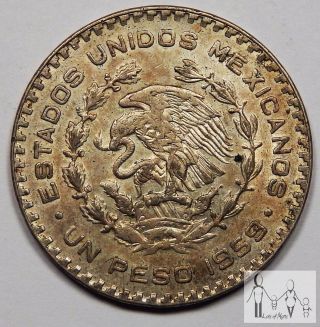 1959 Circulated Mexico Un 1 Peso 10% Silver.  0514 Asw 1 photo
