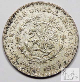 1959 Circulated Mexico Un 1 Peso 10% Silver.  0514 Asw 6 photo