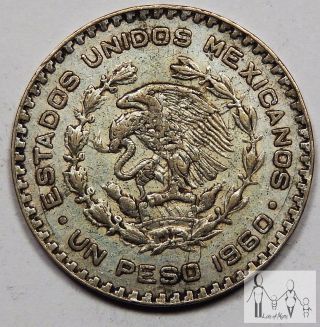 1960 Circulated Mexico Un 1 Peso 10% Silver.  0514 Asw 2 photo