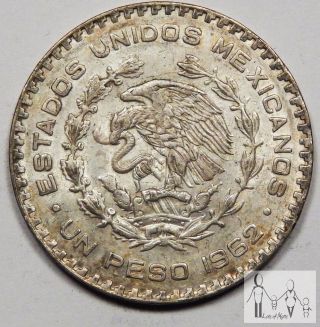 1962 Circulated Mexico Un 1 Peso 10% Silver.  0514 Asw 1 photo