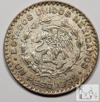 1962 Circulated Mexico Un 1 Peso 10% Silver.  0514 Asw 2 photo