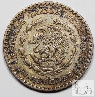 1962 Circulated Mexico Un 1 Peso 10% Silver.  0514 Asw 3 photo