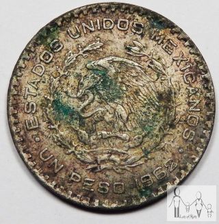 1962 Circulated Mexico Un 1 Peso 10% Silver.  0514 Asw 6 photo