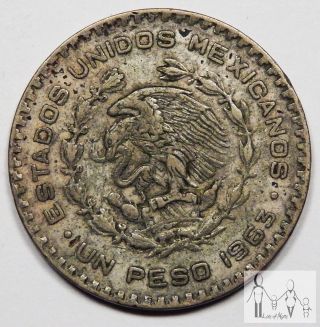 1963 Circulated Mexico Un 1 Peso 10% Silver.  0514 Asw 1 photo