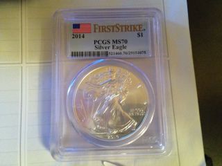 2014 Silver Eagle Pcgs First Strike Ms70 photo