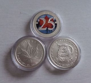 2013 1oz.  999 Silver Maple 25th Anni.  Color + Sbss Cannahis + Don ' T Trade On Me photo