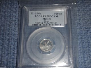 2010 Pcgs Graded Pr70dcam Mexico Silver Libertad 1/20th Ounce Proof Coin Wow photo