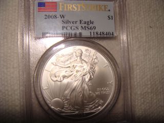 2008 - W Burnished Silver Eagle Pcgs Ms 69 photo