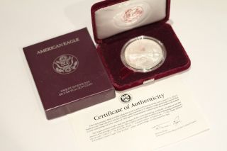 1991 S American Eagle 1oz Silver Proof,  Walking Liberty W/ Box And Papers photo