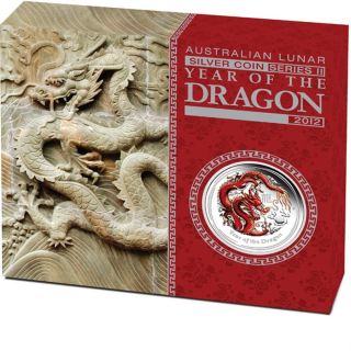 2012 Series Ii Lunar Year Of The Dragon 1 Oz Coloured Silver Proof Coin photo
