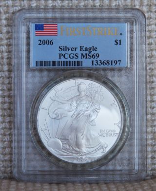 2006 Ms69 American Silver Eagle - Pcgs First Strike Ase - - S&h photo