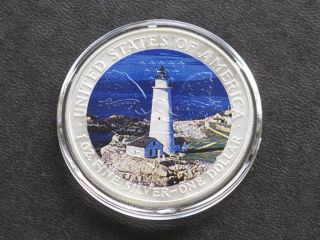 2006 Walking Liberty Silver Eagle Beach Lighthouse Colorized Overlay C1427l photo