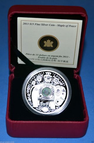 2013 Maple Of Peace Proof $15 Fine Silver 99.  99 Canada Hologram Coin photo