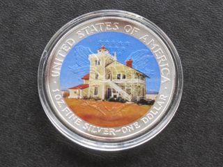 2003 Walking Liberty Silver Eagle Beach Lighthouse Colorized Overlay C1423l photo