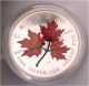 2001 Canada Silver Maple Leaf Dollars Coloured Autumn 9999 Pure Silver photo 1