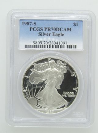 1987 - S $1 Pcgs Pr70 Dcameo (proof Silver Eagle) - Pr70 Rare 1 Oz Bullion photo