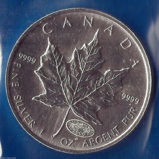 2000 Canadian Maple Leaf Millennium Fireworks Privy 1 Oz.  9999 Silver Coin photo