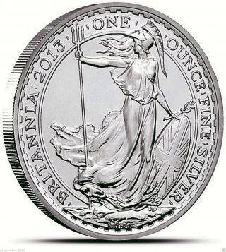 2013 - 1 Oz Britannia £2 Brilliant Uncirculated.  999 Pure Silver Coin photo