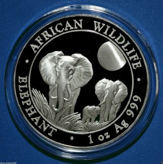 2014 African Elephant 1 Oz Pure.  999 Somalian Silver Coin photo