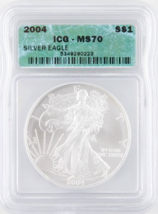 2007 S$1 Icg Certified Graded Ms70 Silver Eagle 1 Oz Fine Silver One Dollar Coin photo