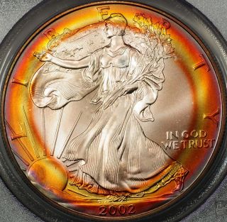 2002 Pcgs Ms68 Ase - Neon Rainbow Target Tone Color Monster 2 photo