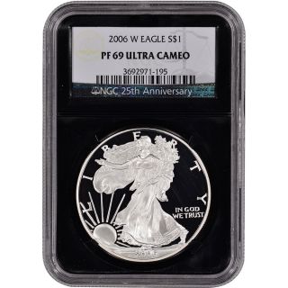 2006 - W American Silver Eagle Proof - Ngc Pf69 Ucam - ' Retro ' Black Core photo