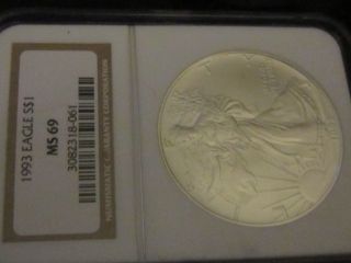 C13 1993 Silver Walking Liberty Eagle Dollar Coin Ngc Ms69 3082318 - 061 Collec photo