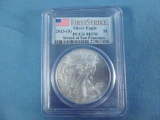 2013 - (s) Silver Eagle Pcgs Ms70 First Strike photo