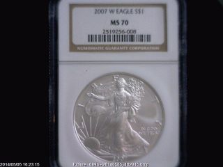 2007 W Eagle S$1 Ngc Ms 70 American Silver Coin 1oz photo