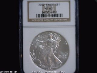 2002 Eagle S$1 Ngc Ms 69 American Silver Coin 1oz photo